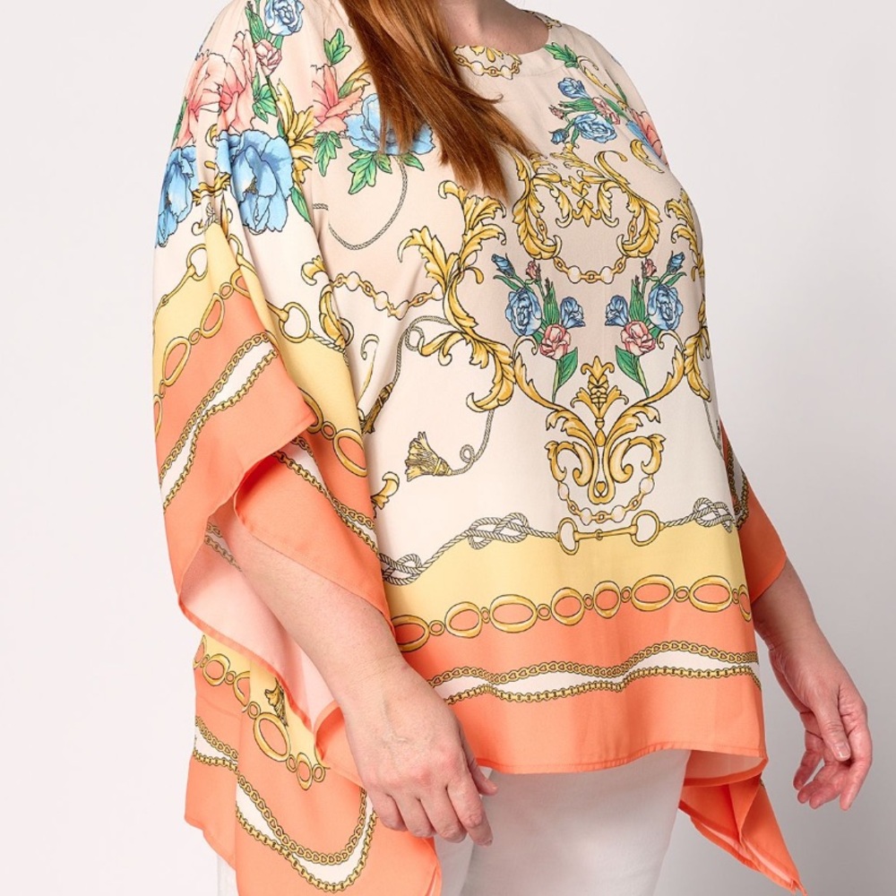Kim Gravel Floral Poncho Top - size 1X
